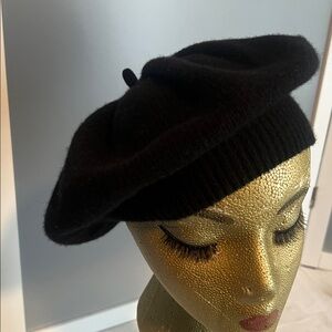Frost merino wool cashmere blend black beret hat new with tags